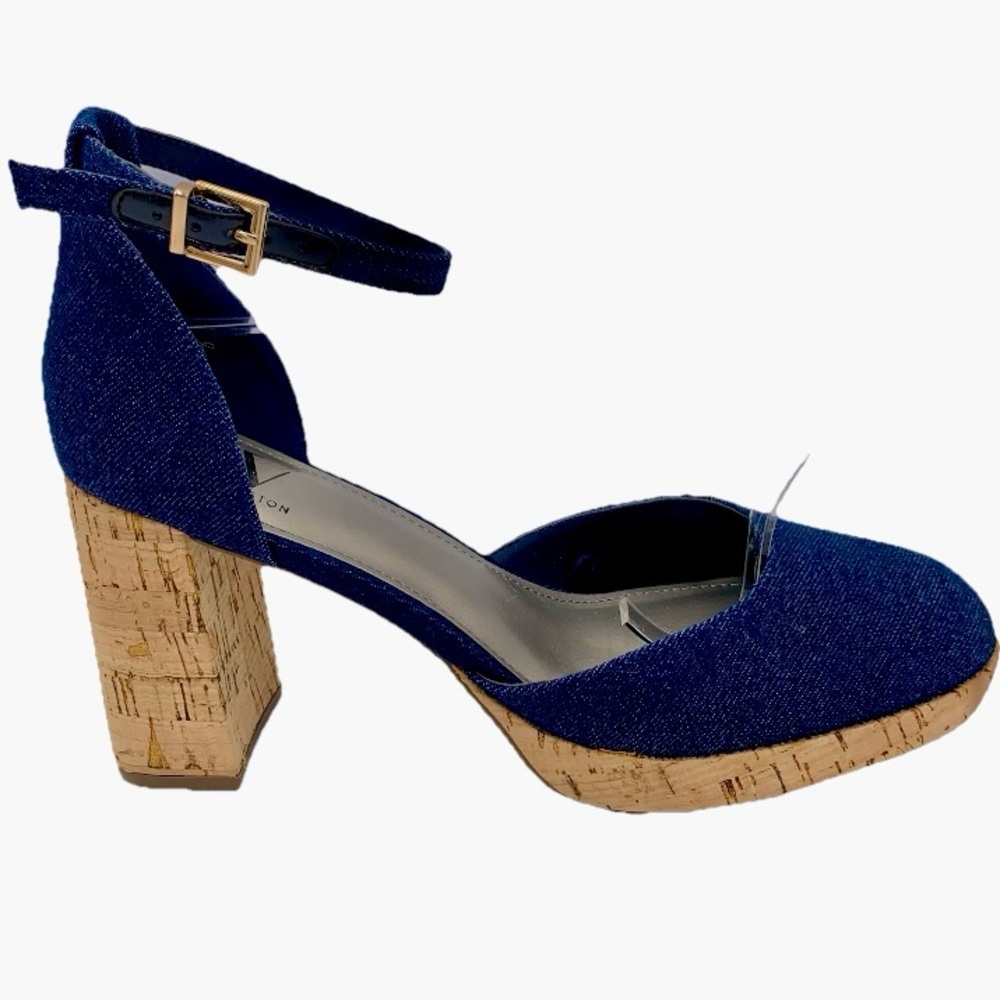 Worthington Denim Heel Cork Block Women 9 Country Boho Western Coquette Fall EUC